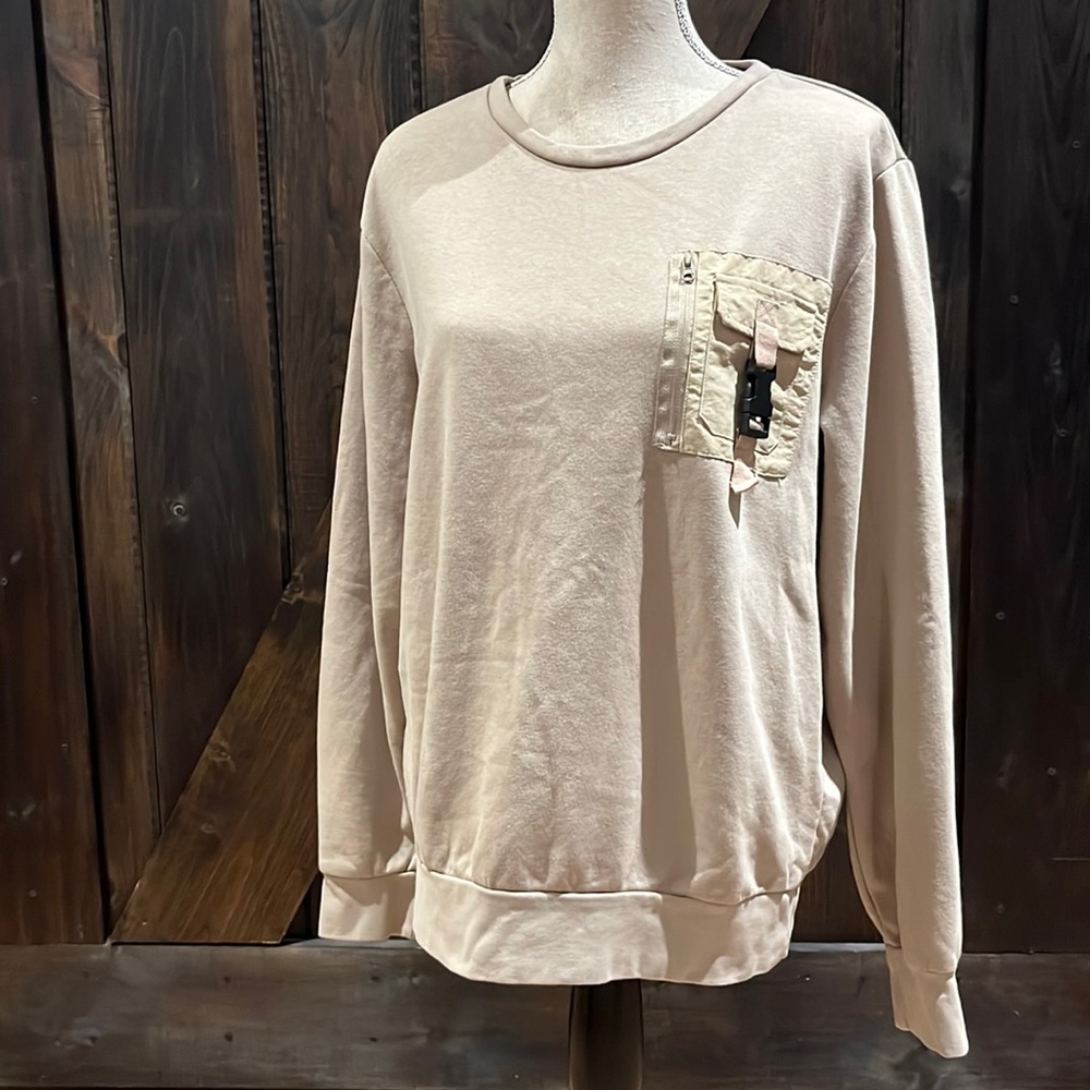 Brave Soul London tan chest pocket with zipper and buckle size L